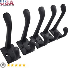 Rustic Coat Hooks Set of 5 Heavy-Duty Wall Mount Iron Hangers Entryway New