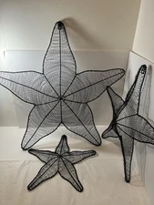 Black Wire Mesh Starfish Wall Decor, Set Of 3, Small Medium And Large