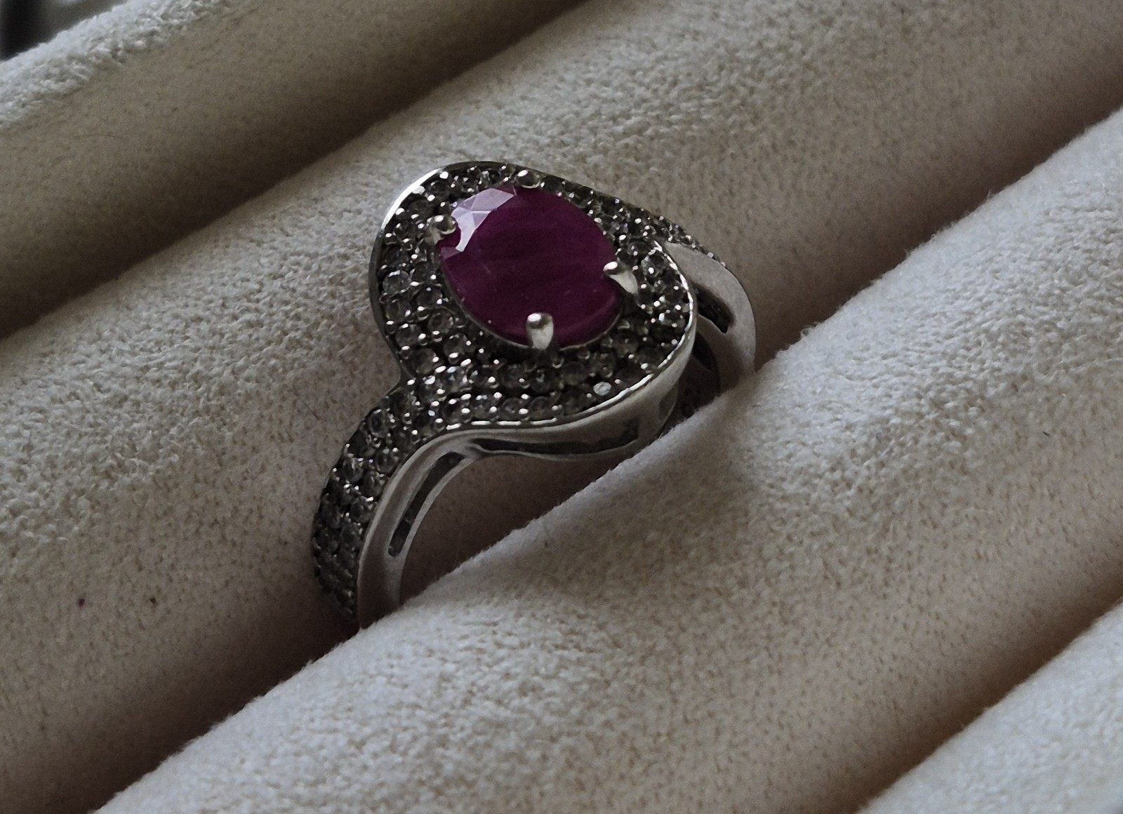 Genuine Ruby 925 Sterling Silver Ring With Glass … - image 6