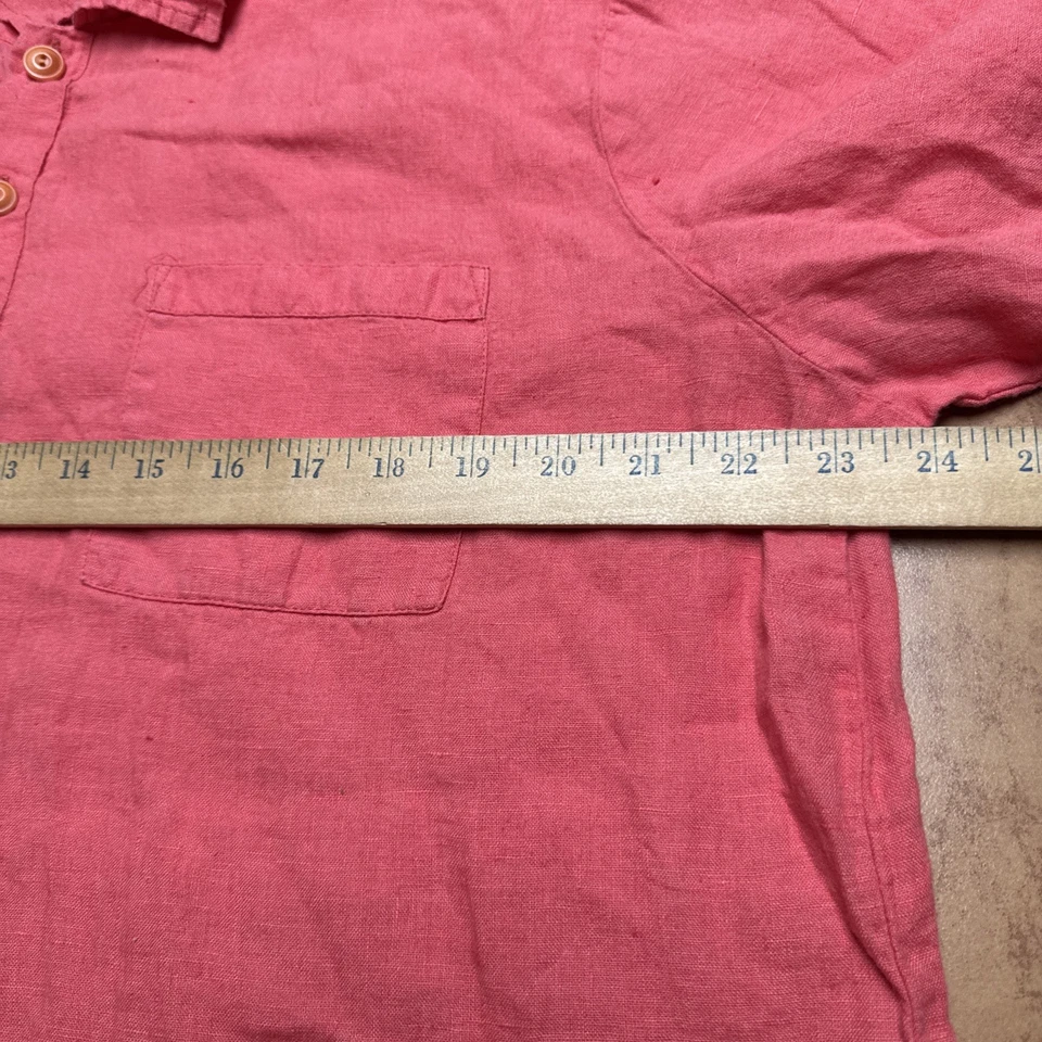 FLAX by Jeanne Engelhart Men’s Sz Small 100% Pink Linen Button Long Sleeve Shirt - Image 4 of 4