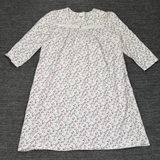 Eileen West Ballet Nightgown Women Large Floral 100 Cotton Lace Trim Midi