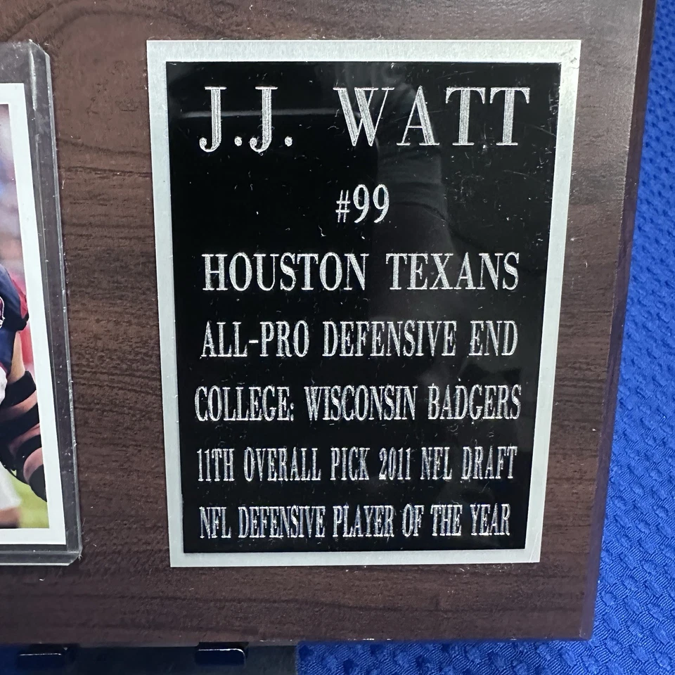 Placa de pared JJ Watt Houston Texans 6x8 pulgadas NFL fútbol americano hombre cueva decoración guerra herida Foto 3 de 4