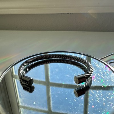 Adjustable Patterned Stainless Steele Bangle Bracelet
