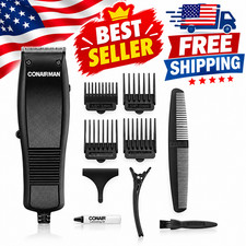 Men's Hair Clipper Kit 10 Piece Electric Hair Cutting Trimmer Set Barber Groomin