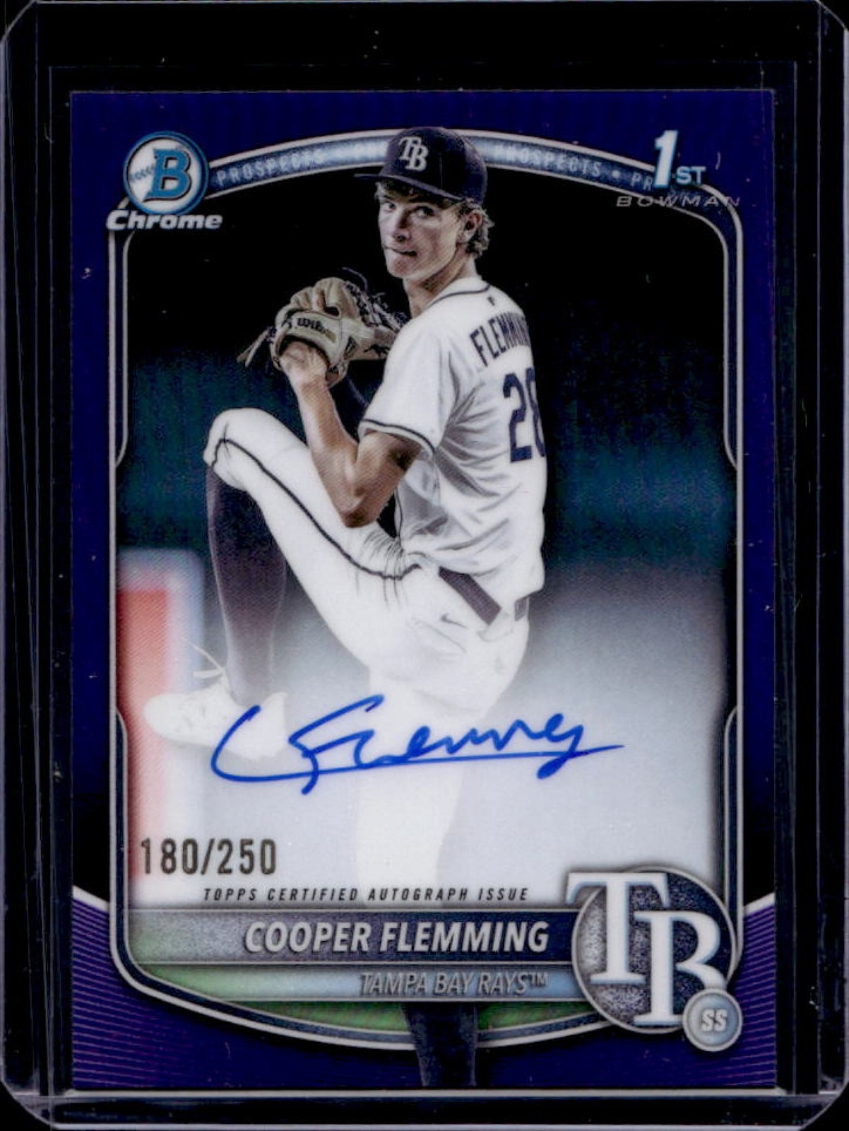 2025 Bowman Draft Cooper Flemming Chrome Auto Purple Refractor 1st #/250 Rays