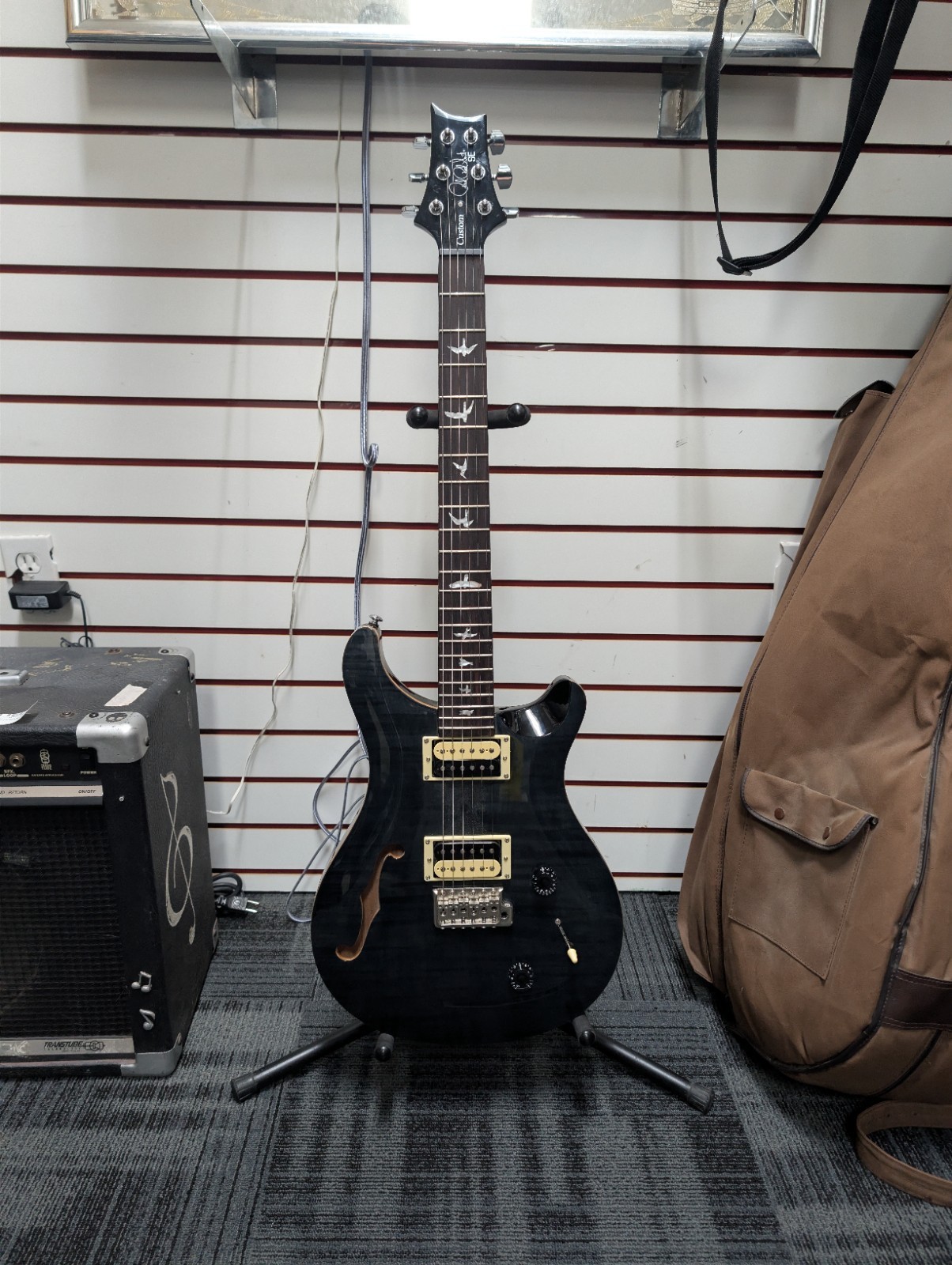 PRS Paul Reed Smith SE Custom 22 Semi Hollow Gray/Black Electric Guitar NO CASE
