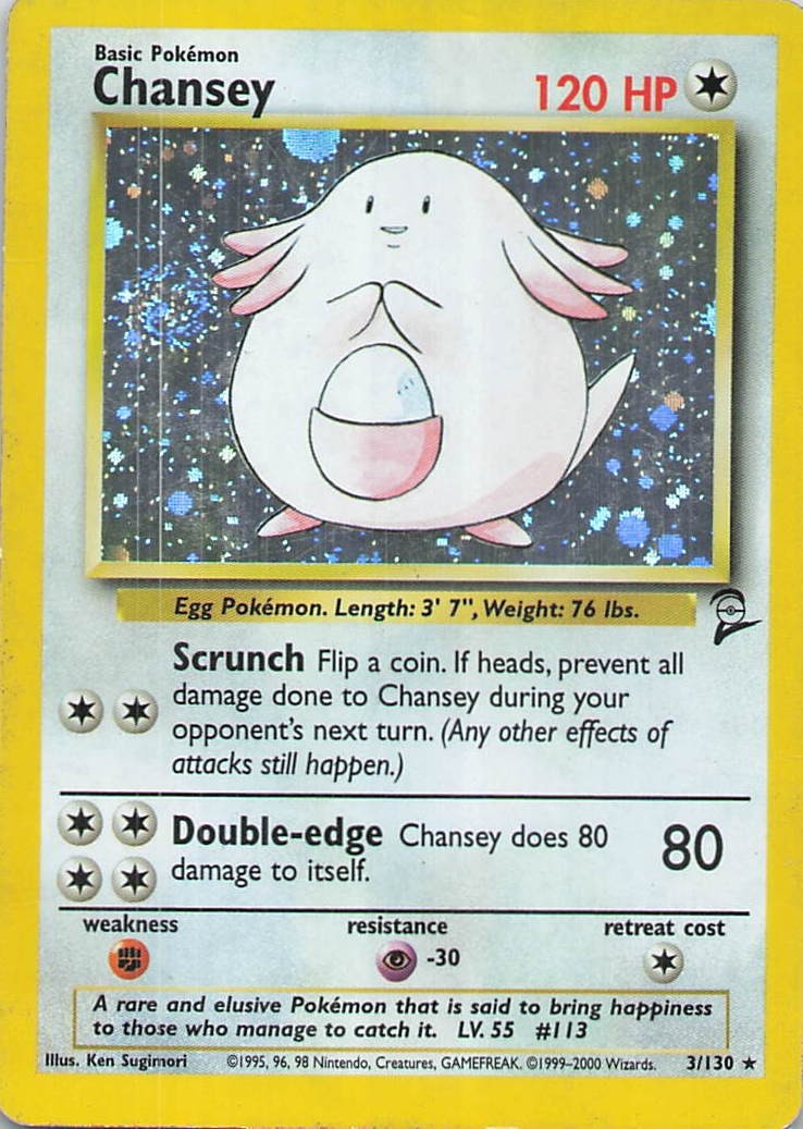 Chansey Holo Rare Base Set 2 003/130 HP Swirl