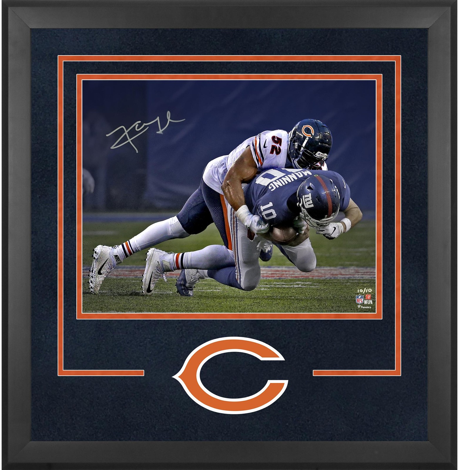 Khalil Mack Autographed Signed Chicago Bears Dlx Frmd 16x20 Sacking Eli Spotlight Photo - SM 