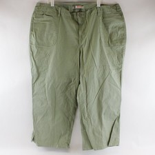 Faded Glory Women  s Chervil Green Capri Stretch Pants Size 26W Cotton Blend