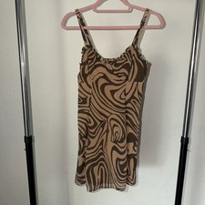 Wild Fable Tan and Brown Zebra-Print Slip Dress