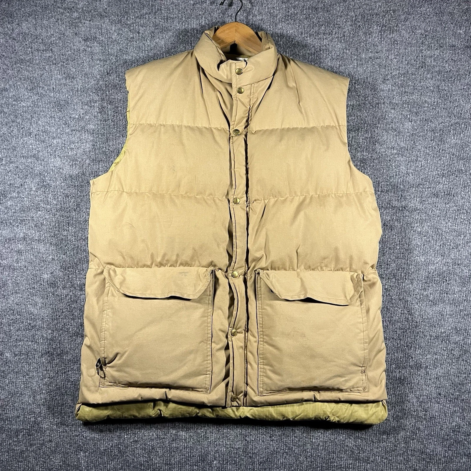 Camp 7 Vintage Down Puffer Vest Mens XL Beige USA Made Prime Down 70s 80s