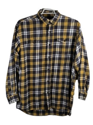 Red Head Brand Men's XL Yellow Flannel  Long Sleeve Button Up Shirt 
