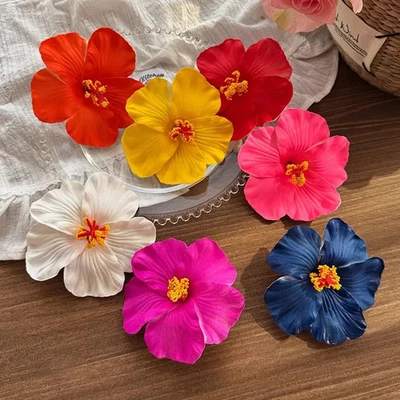 1pc Artificial Hibiscus Flower Hair Clip Tropical Beach Holiday Duckbill Pin - Image 1 of 4