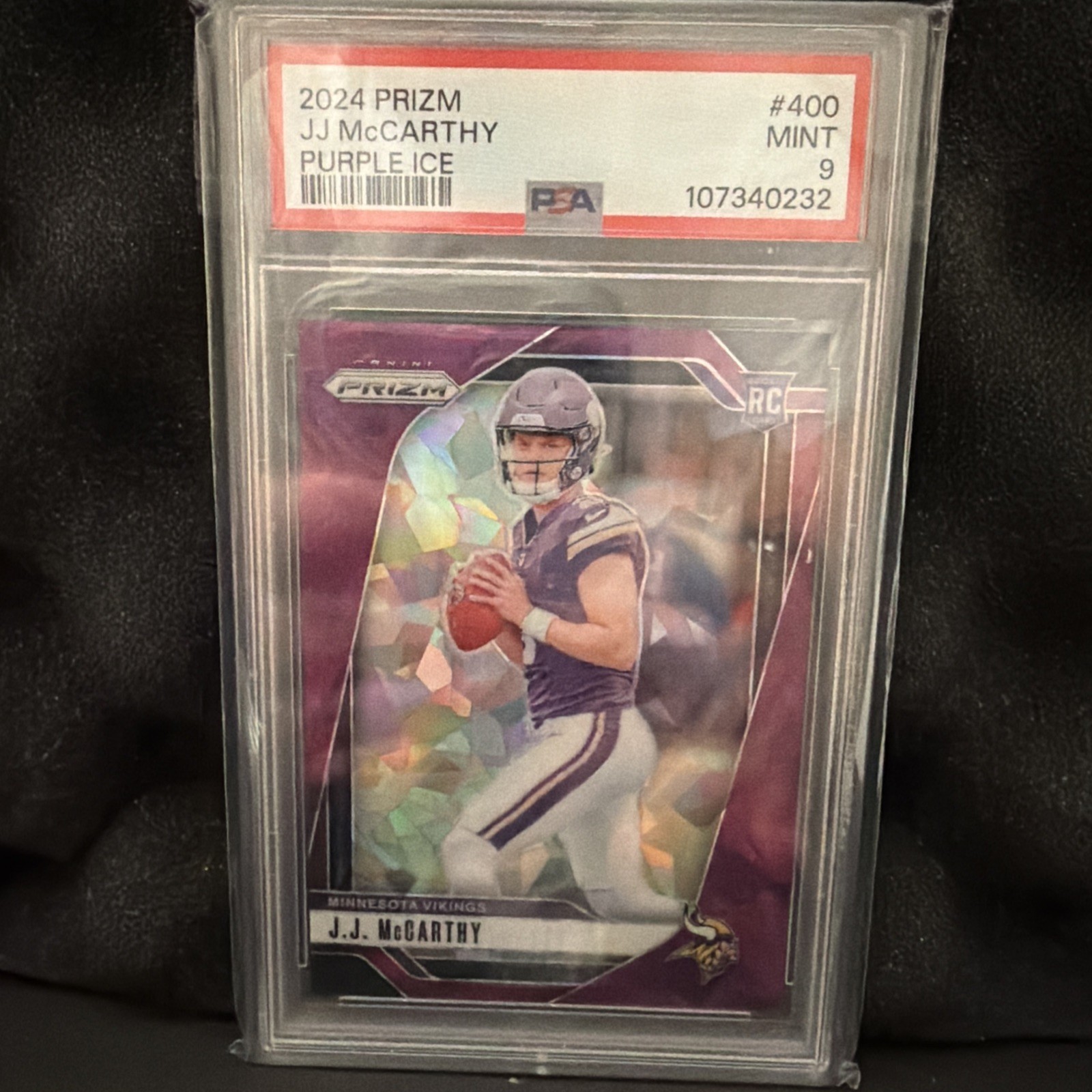 2024 Panini Prizm - Rookies J.J. McCarthy #400 Purple Ice Prizm /225 (RC)