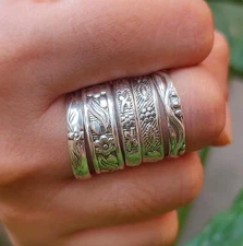 Silver Stacking Rings 925 Sterling Silver Band Ring : Boho Ring Knuckle All Size
