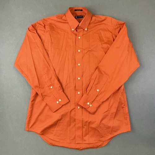 Men’s Chaps Long Sleeve Button Up Shirt Orange Size L 16-16.5 (34/35) - Picture 1 of 4