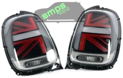 Fits Mini F56 LED Union Jack Tail Lights Smoked Grey Red Dynamic