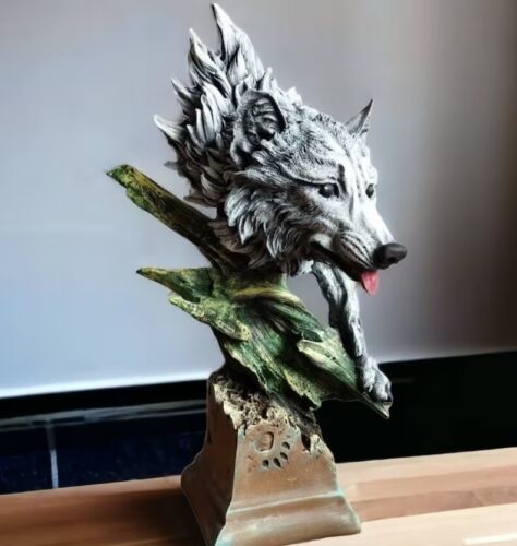 38cm 15 inc Large Wolf Statue Sculpture Animal Lovers Gift Home Office Decor - 第 1/10 張圖片