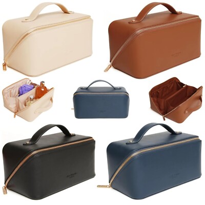 Alice Wheeler London Vegan Leather Nappa Train Case Kulturbeutel Fold Out Organizer