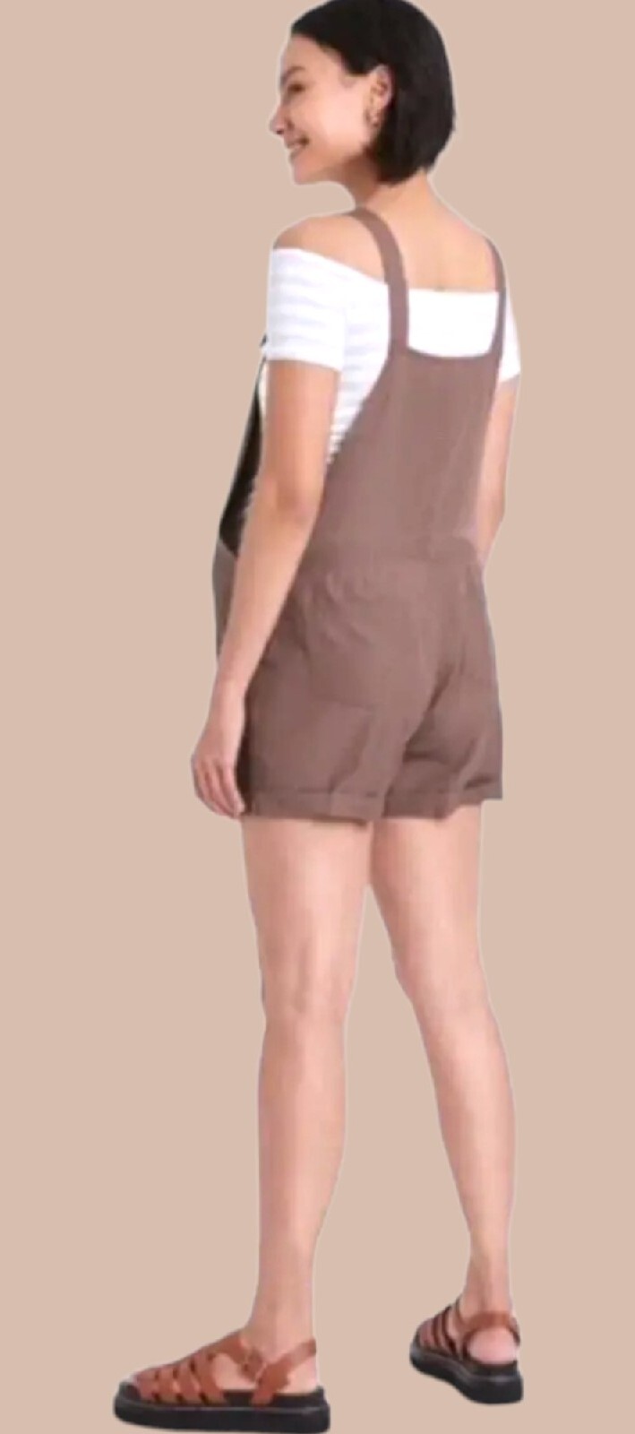 Isabel Maternity Women’s Overalls XL Knot Overalls Romper Shorts Twill Brown eBay