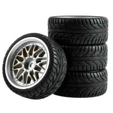 1/10 RC Road Touring Wheel Tyres Wheels Silver  for Tamiya TT01 TT02 TT-02 FW06