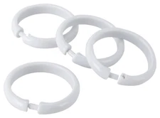 NEW SIMPLE SPACES SD-ORING-W3L PACK (12) WHITE PLASTIC SHOWER CURTAIN RINGS