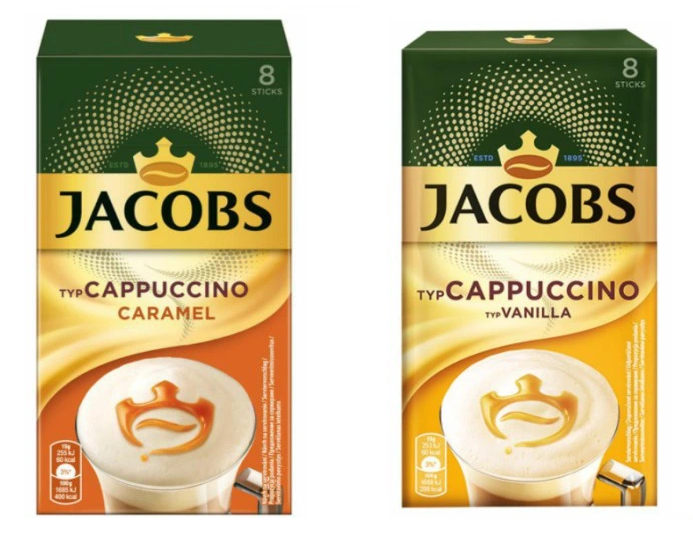 JACOBS CAPPUCINO COFFEE - 8 STICKS - CARAMEL - VANILLA - DELICIOUS
