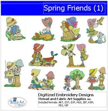 Embroidery Design Set - Spring Friends(1) - 10 Designs - 9 Formats - USB Stick