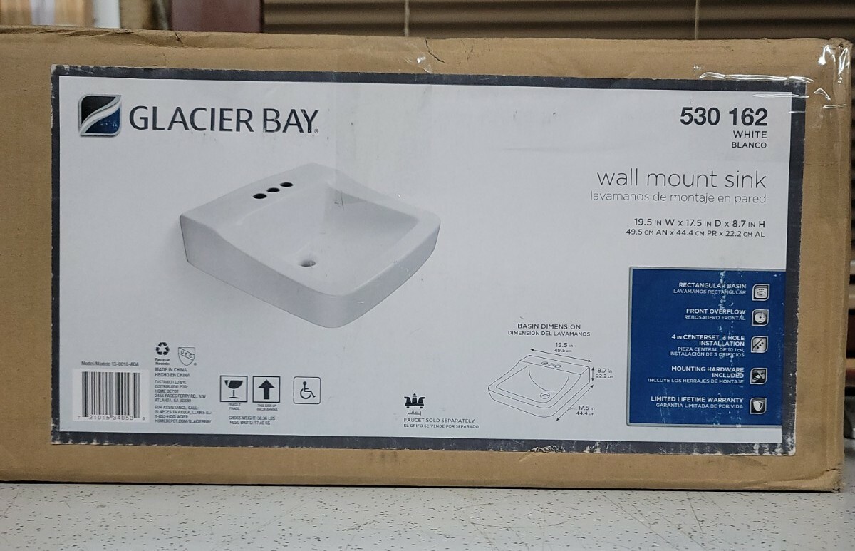 Aragon WallMounted Bathroom Sink in White by Glacier Bay, ** SINK ONLY** eBay