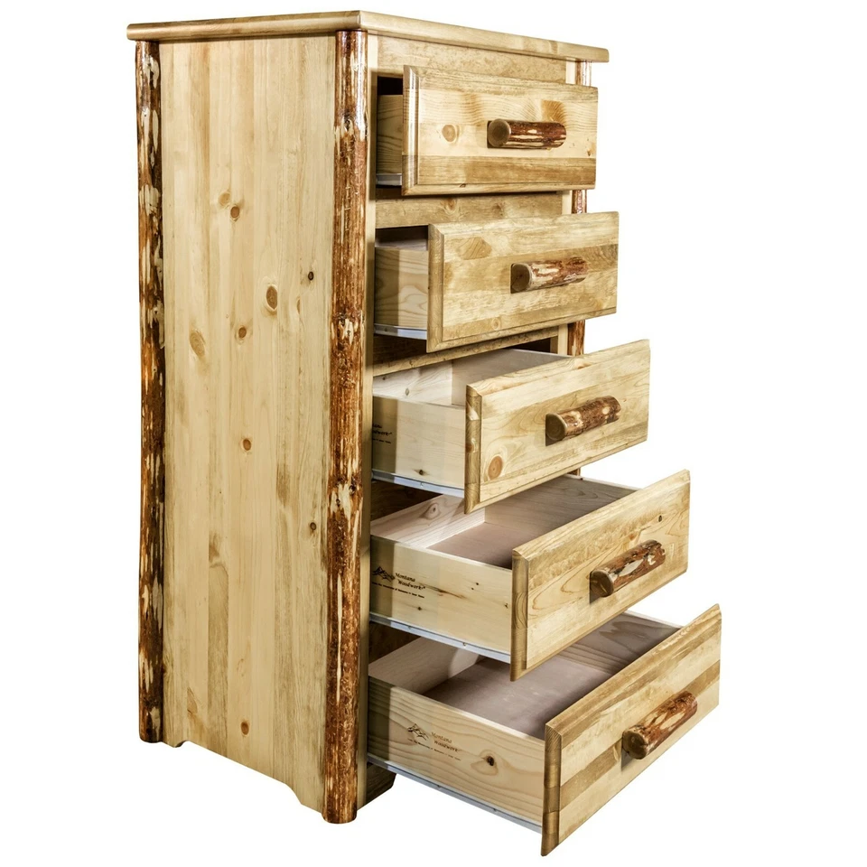 Log Bedroom Set with QUEEN Bed - 5 Drawer Dresser - Nightstand - Amish Made - Image 4 of 4