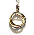 New 925 Sterling Silver 10k multi gold .04ct diamond circle pendant necklace 2.9 — photo 7