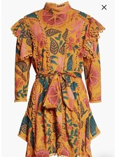 Sz XS FARM RIO Tropical Yoke Flowerdoscopic Mini Dress