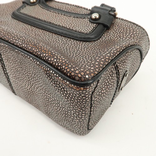 Authentic CELINE Leather Mini Boogie Bag Hand Bag Silver Black Used F/S - Picture 13 of 24