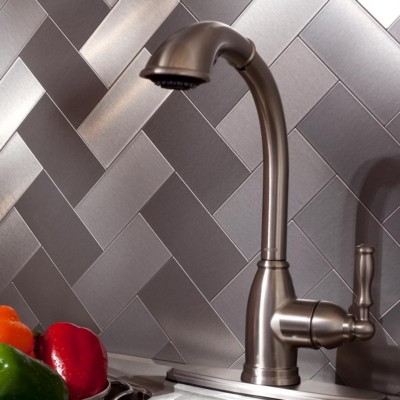 Peel And Stick Tile Silver Stainless Self Adhesive Metal Wall Kitchen Backsplash Ebay