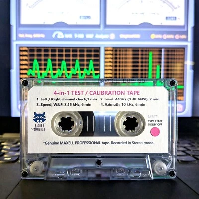 4-in-1 Maxell Pro30 Test/Calibration cassette tape: L/R, level, speed, azimuth