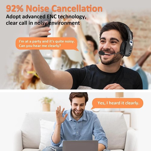 AI Trucker Headset Wireless Bluetooth 5.2 Noise Cancelling Mic For Phones PC US - Picture 11 of 12
