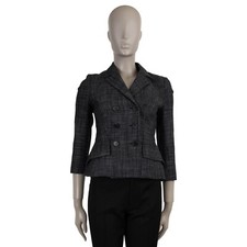 72071 auth CHRISTIAN DIOR blue cotton 2020 BAR TWEED Jacket 34 XXS