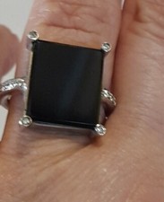 Anello oro bianco 18 kt 750  onice nera e diamanti