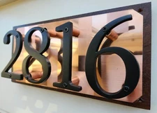 Pure copper and mahogany address sign - Address plaque - House numbers  home art