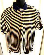 Brooks Brothers Golden Fleece Size Large Yellow lue Stripe Short Sleeve Shirt