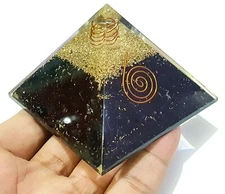 Black Tourmaline 75mm Big EMF Protection Natural Stone Orgone Pyramid Reiki Heal