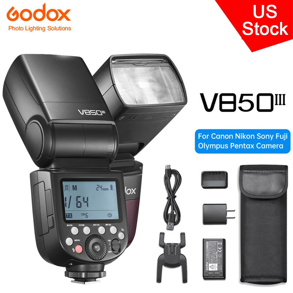 US Godox V850III HSS Flash Speedlite 2600mAh Battery for
