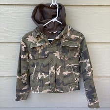 Arizona Boys Jacket Sz M 10 12 Camouflage Hunting Brown Hoodie Three in One