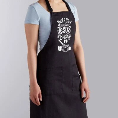 HANDMADE Funny Gift Christian Baker Apron Chef Cook Just A Girl Who Loves Jesus & Baking
