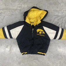 Vintage NCAA Iowa Hawkeyes Mighty Mac Sports Puffer Jacket kids yellow full zip