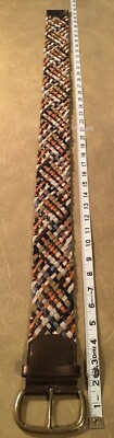 UNBRANDED Woven Leather Belt, WIDE, Blue/Copper/Beige/Brown  display picture 2