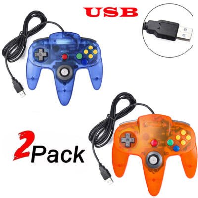 2Pack Wired N64 USB Controller Gamepad Joystick for Windows Linux Raspberry Pi