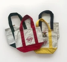 TRADER JOE'S MINI CANVAS TOTE BAG  RED,YELLOW, BLUE, AND GREEN