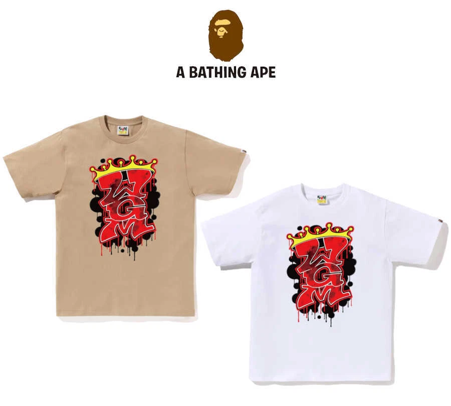 A BATHING APE Men's T-Shirt 2023 AW Model BAPE GRAFFITI WGM Motif FastShip Japan