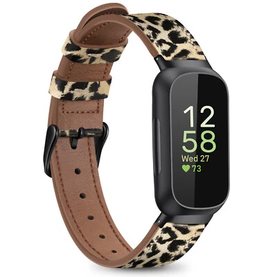 FINTIE For Fitbit Inspire 3 Band Soft Genuine Leather Replacement Strap Wrist Band